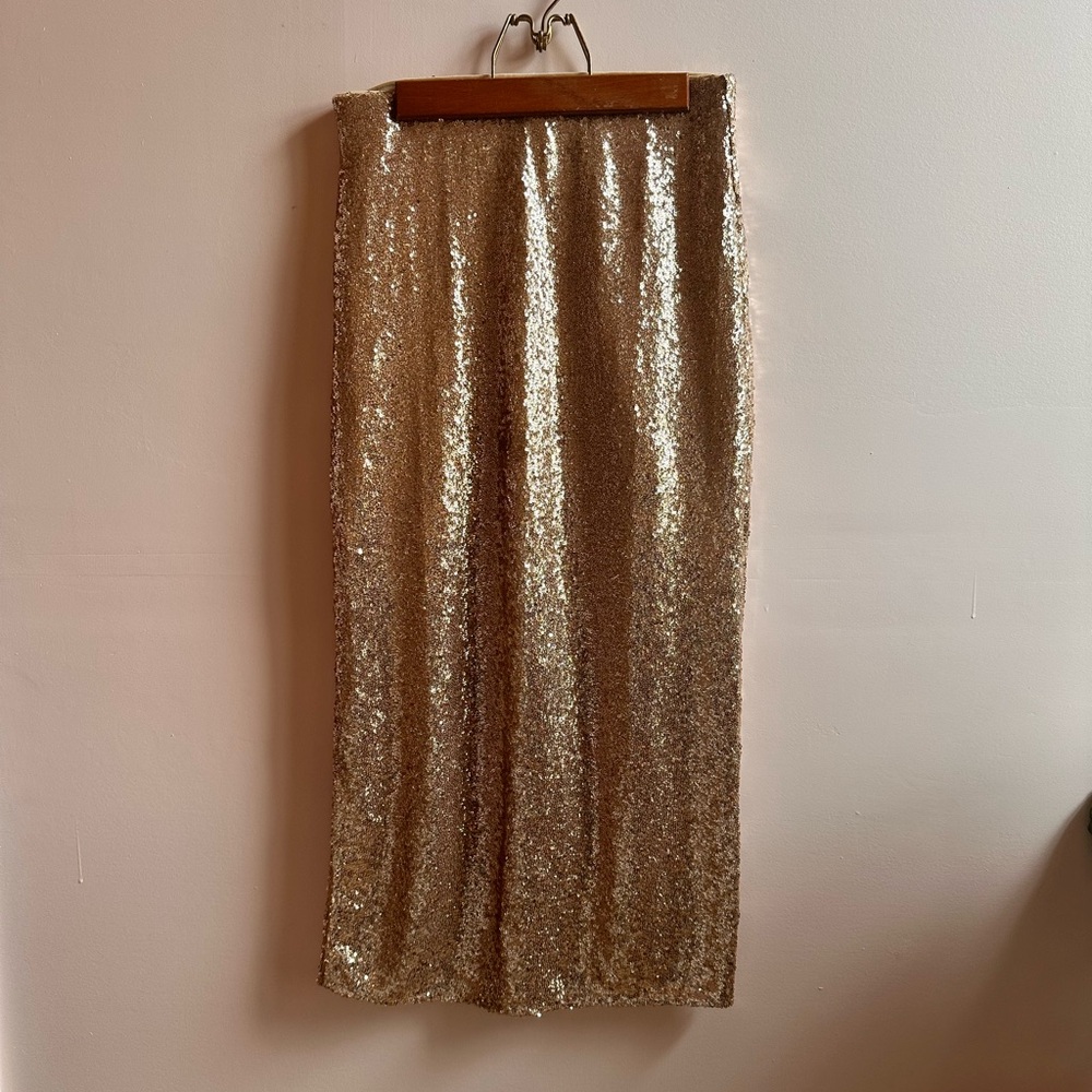 H&M Gold Sequin Pencil Skirt